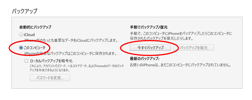 今すぐバックアップを取る