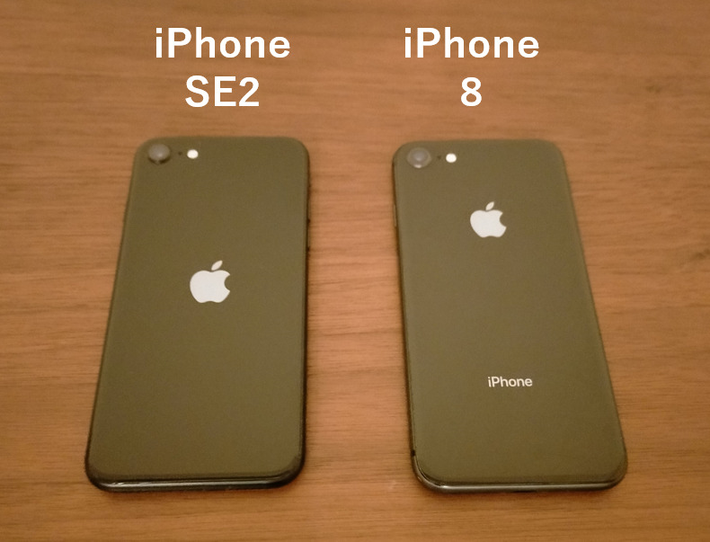 iPhone SE2とiPhone8背面の違い